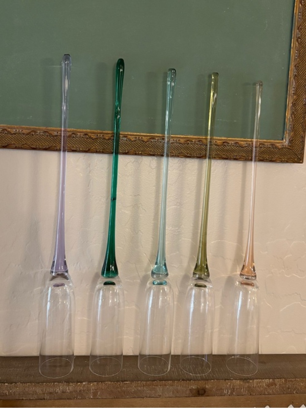 Vintage Bohemian Handblown Champagne Glasses 1980’s Set Of 5